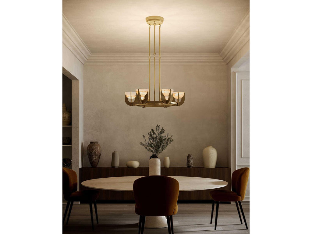 Alora Lighting Colette Vintage Brass Alabaster LED Mini Chandelier product view