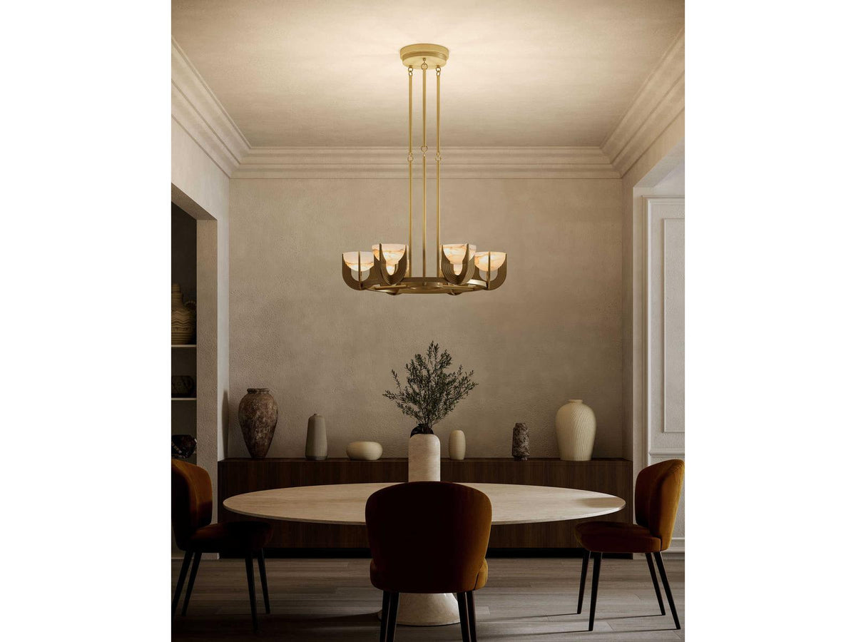 Alora Lighting Colette Vintage Brass Alabaster LED Mini Chandelier product view