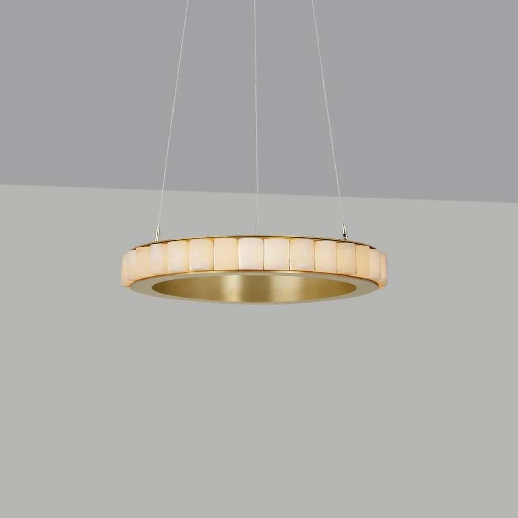 Alabaster Avalon Halo Chandelier ? 23.6″ x H 3.1″ / Brass / Warm Light Chandelier