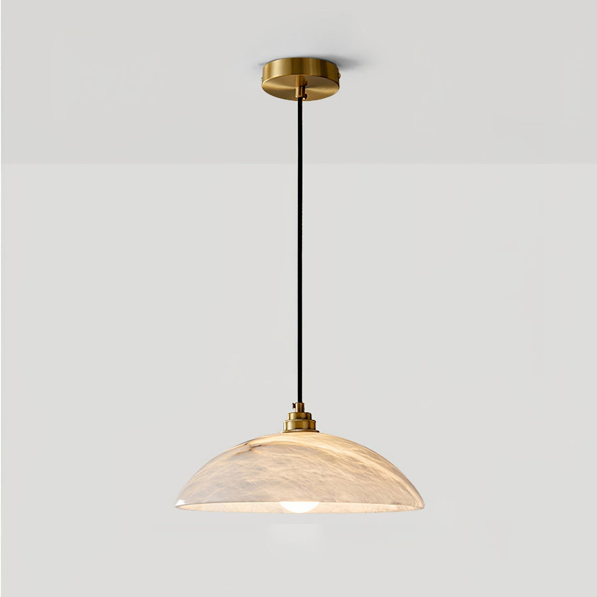 Alabaster Dome Pendant Lamp ? 11.8″ x H 5.9″ / Dia 30cm x H 15cm / Brass & White Pendant light