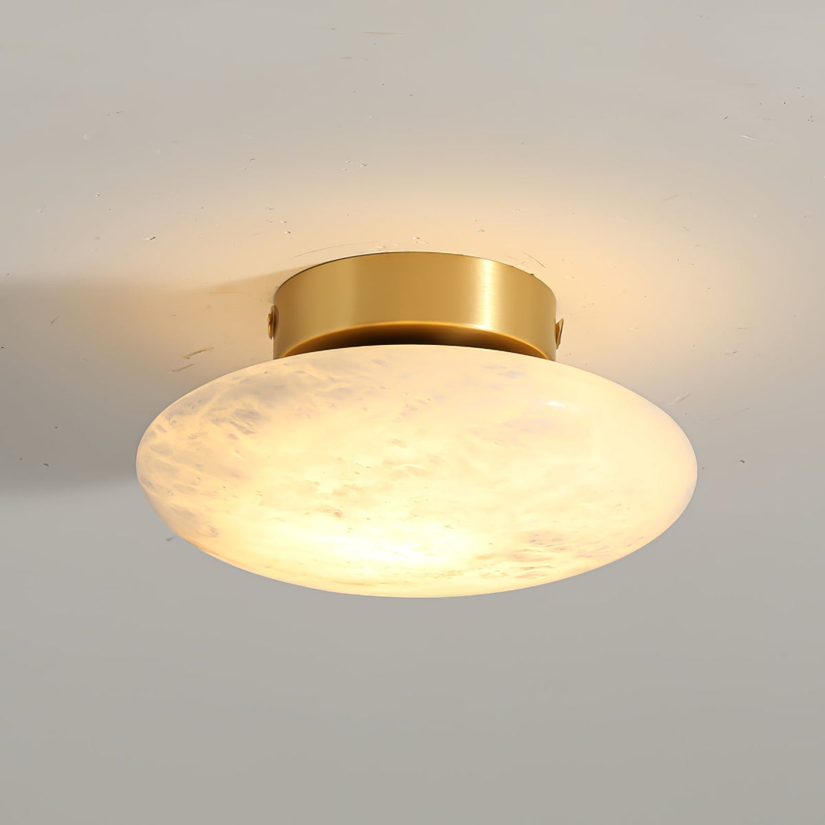 Alabaster Oval Ceiling Lamp ? 7.9″ x H 3.9″ / Brass & White / Warm Light Ceiling lamp