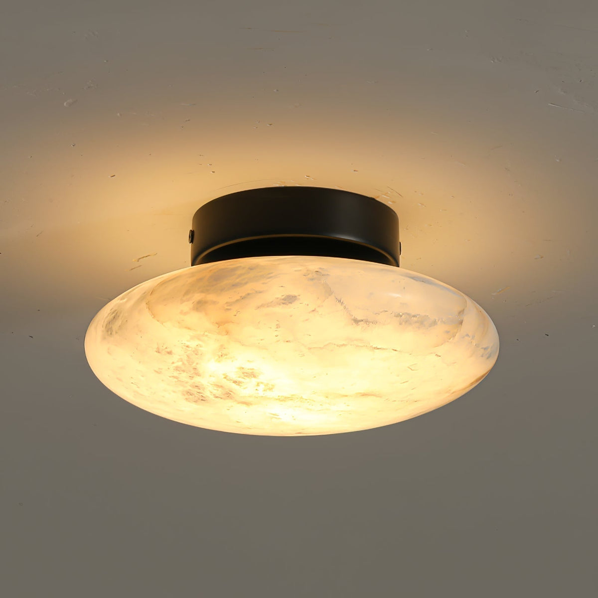 Alabaster Oval Ceiling Lamp ? 7.9″ x H 3.9″ / Black & White / Warm Light Ceiling lamp