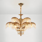 Brass Palm Leaf Crystal Chandelier Chandelier