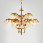 Brass Palm Leaf Crystal Chandelier Chandelier