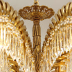 Brass Palm Leaf Crystal Chandelier Chandelier