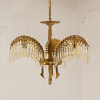 Brass Palm Leaf Crystal Chandelier Chandelier