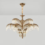 Brass Palm Leaf Crystal Chandelier Chandelier