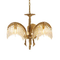 Brass Palm Leaf Crystal Chandelier 3 Heads ∅ 21.3″ x H 16.5″ / Dia 54cm x H 42cm / Brass & Clear crystal Chandelier
