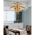 Brass Palm Leaf Crystal Chandelier Chandelier
