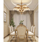 Brass Palm Leaf Crystal Chandelier Chandelier