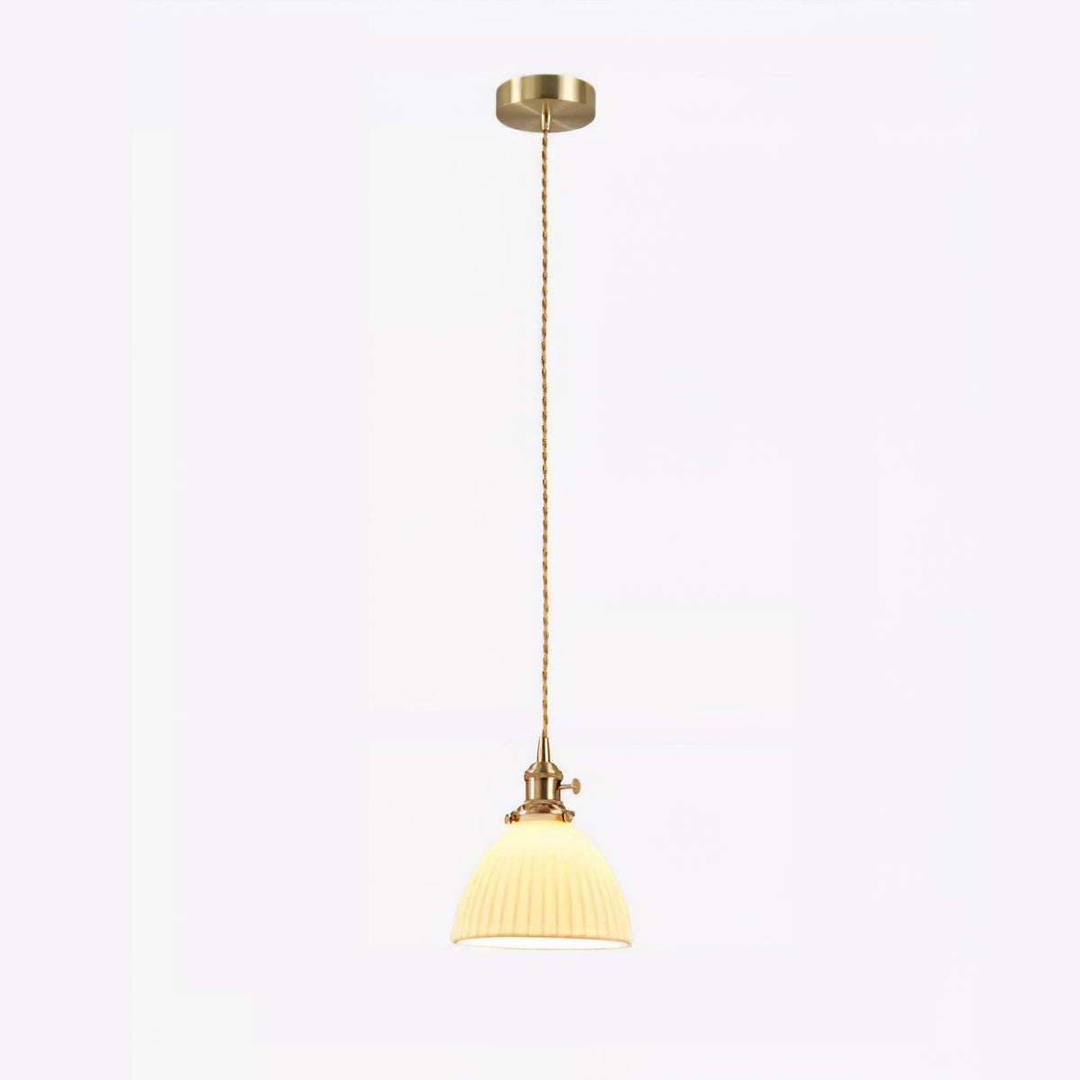 Brass Pleated Ceramic Pendant Lamp product view