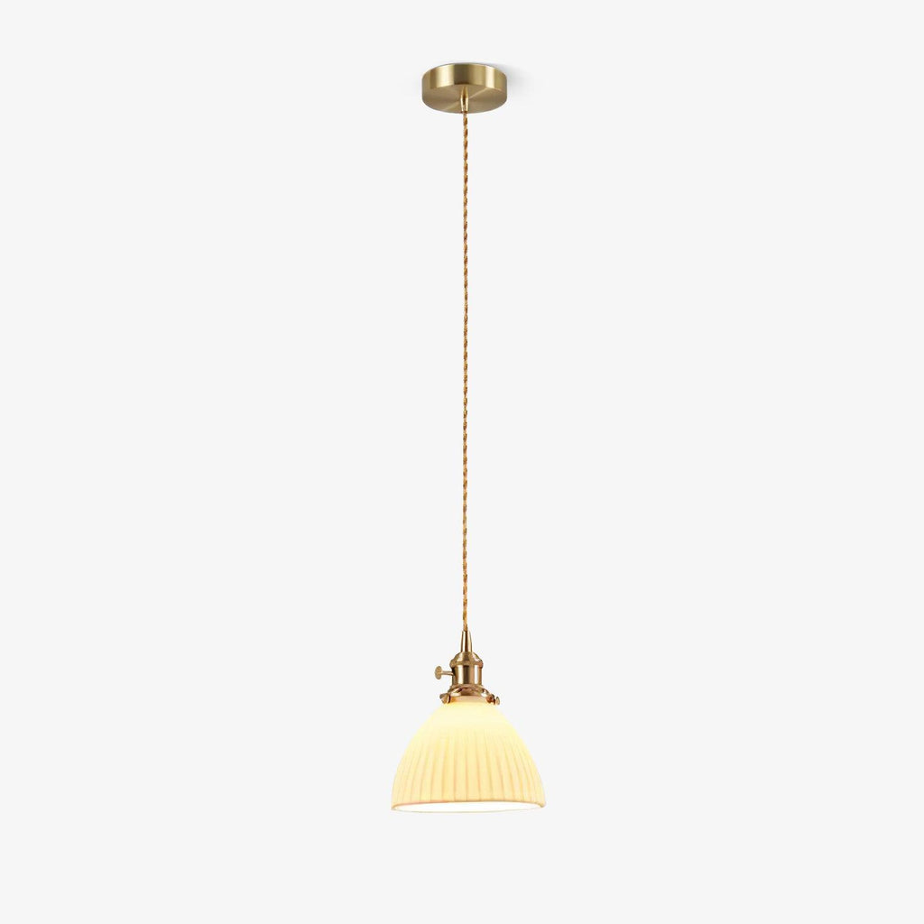 Brass Pleated Ceramic Pendant Lamp product view