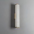 Cuboid Alabaster Wall Light L 3.1″ x H 15.7″ / L 8cm x H 40cm / Brass & White / Warm Light Wall lamp