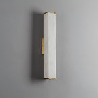 Cuboid Alabaster Wall Light L 3.1″ x H 15.7″ / L 8cm x H 40cm / Brass & White / Warm Light Wall lamp