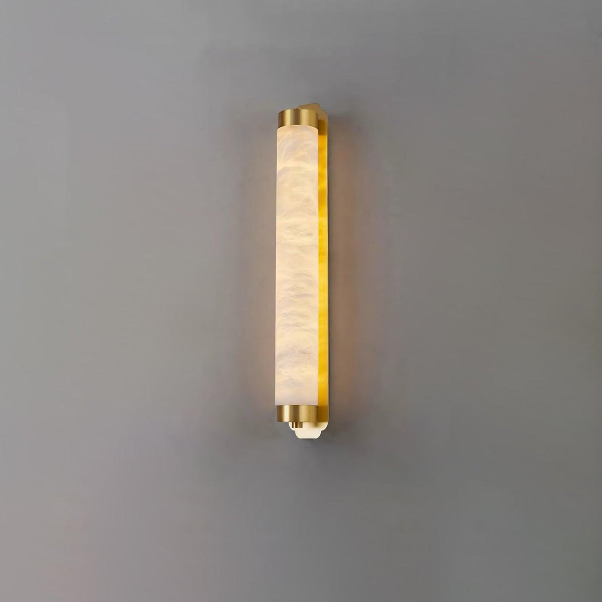 Cylindra Alabaster Brass Wall Light Model B ∅ 3.1″ x H 23.6″ / ∅ 8cm x H 60cm / Brass & White / Warm Light Wall lamp