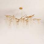 Forest Dawn Brass Chandelier L 63″ x W 31.5″ x H 17.7″ / Brass Chandelier
