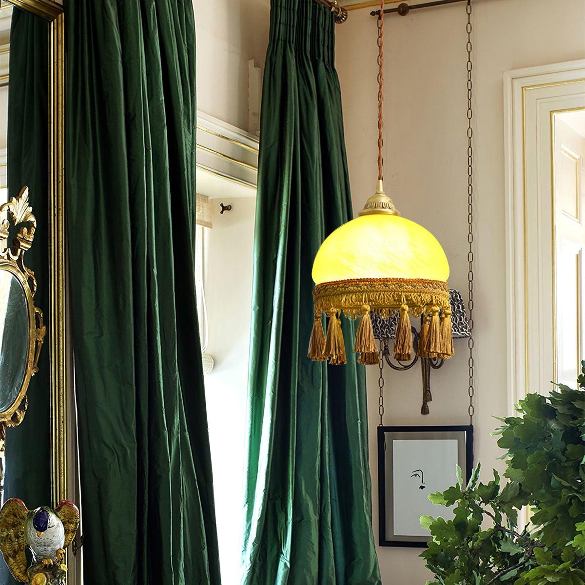 French Tassels Brass Pendant Light product view