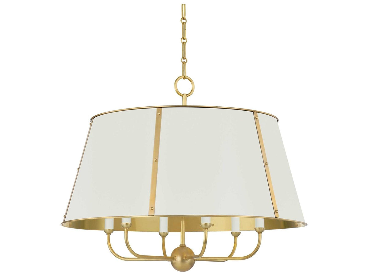 Hudson Valley Cambridge 6-Light Aged Brass Off White Candelabra Chandelier