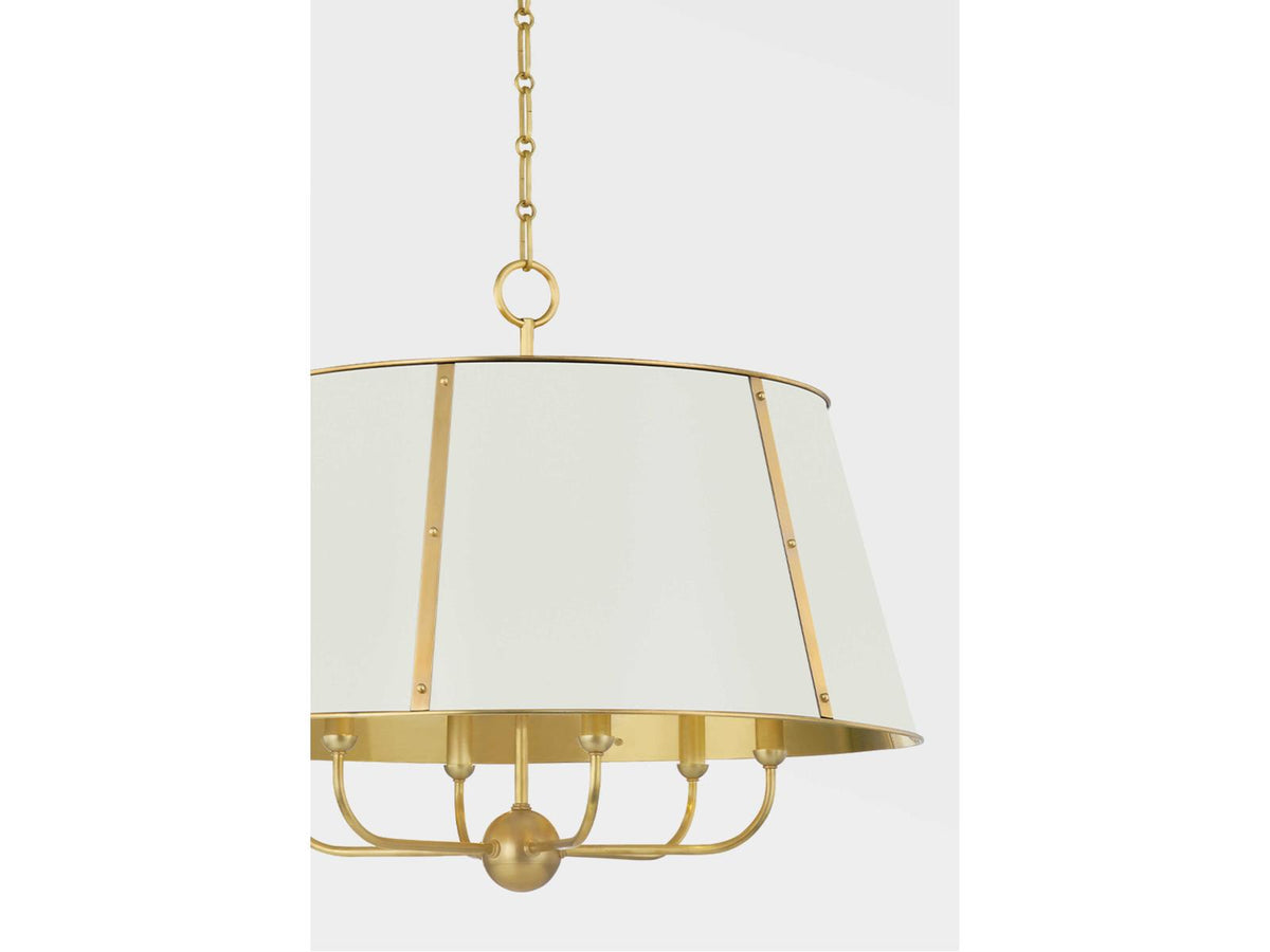 Hudson Valley Cambridge 6-Light Aged Brass Off White Candelabra Chandelier