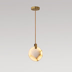 Harvest Alabaster Pendant Lamp Small ∅ 7.9″ x H 7.9″ / Brass & White / Warm Light Pendant light
