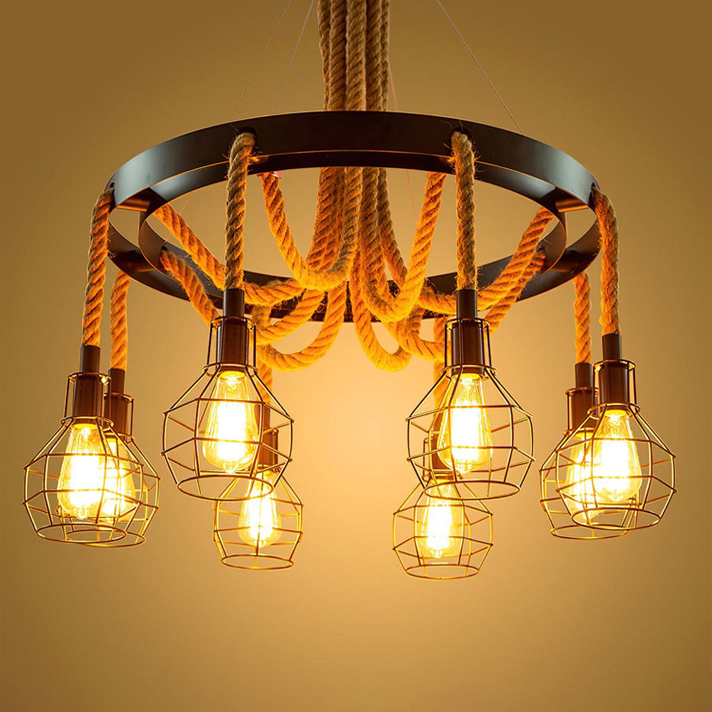 Hemp Rope Industrial Starfall Chandelier
