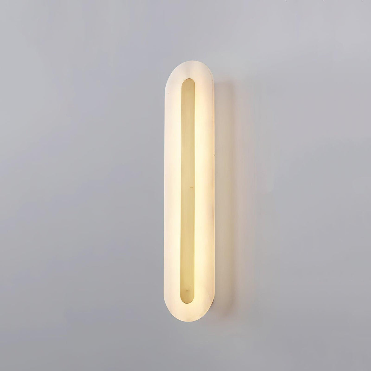 Alabaster Rounded Wall Light ? 5.5″ x H 23.6″ / Dia 14cm x H 60cm / White＆Brass / Warm Light Wall lamp