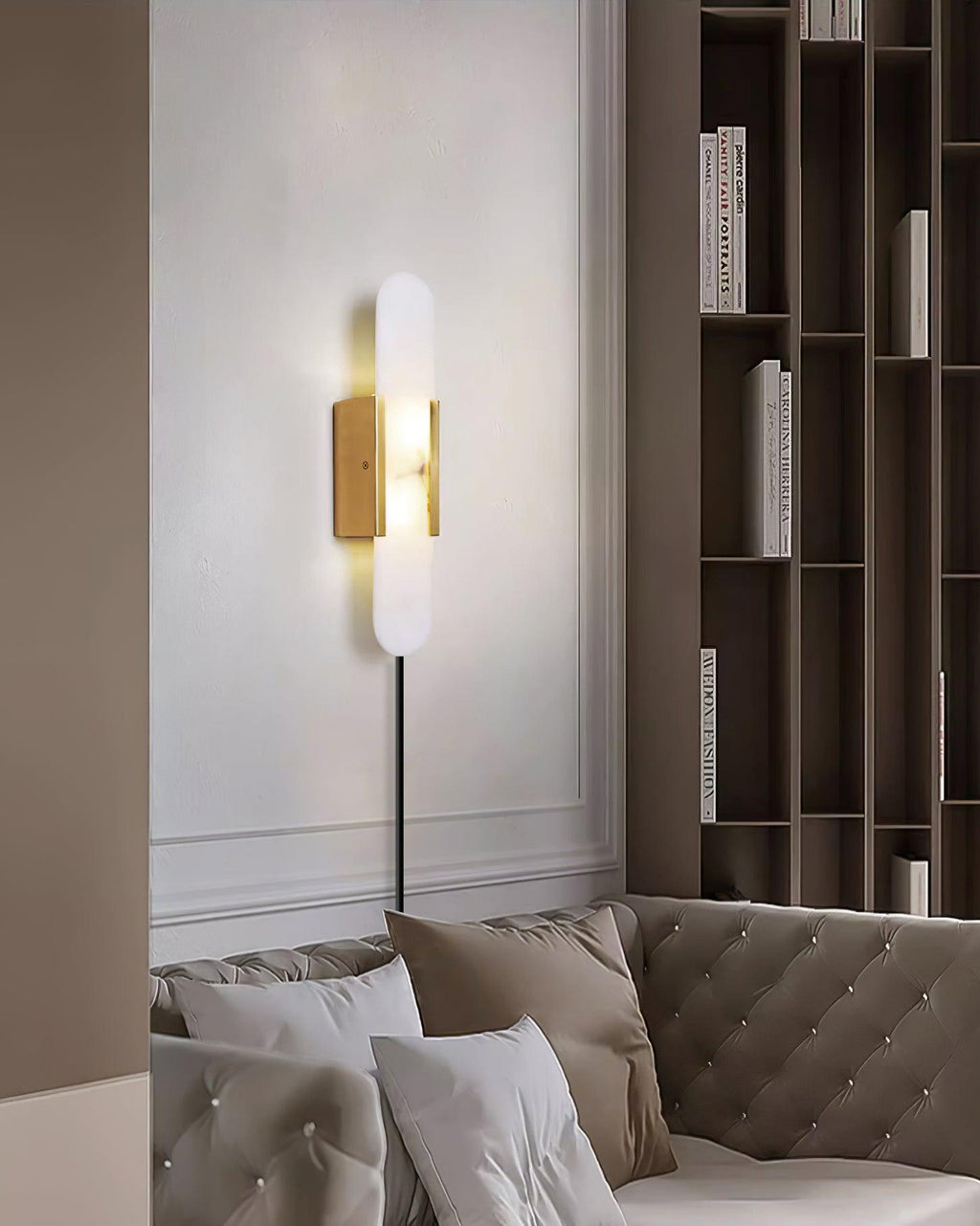 Oblong Alabaster Plug-in Wall Sconce product view