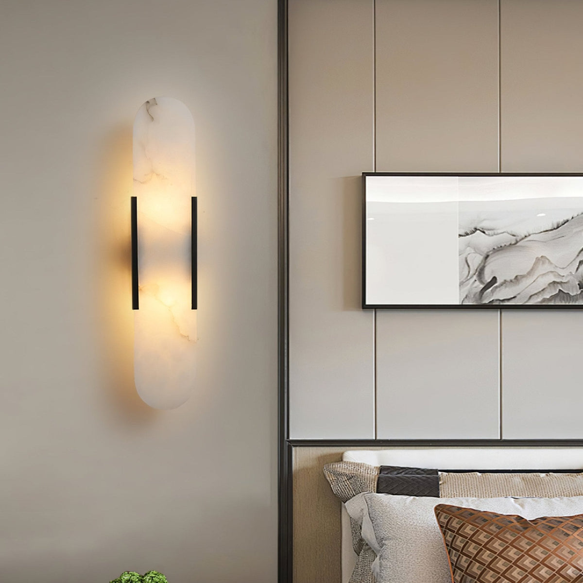 Oblong Alabaster Plug-in Wall Sconce product view