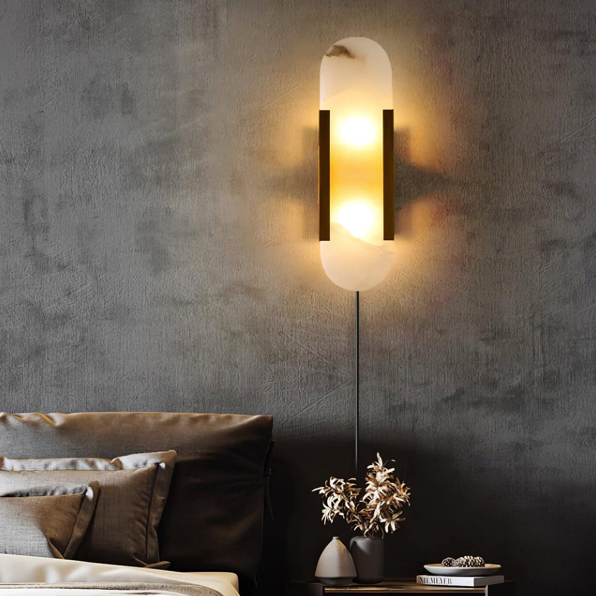 Oblong Alabaster Plug-in Wall Sconce product view
