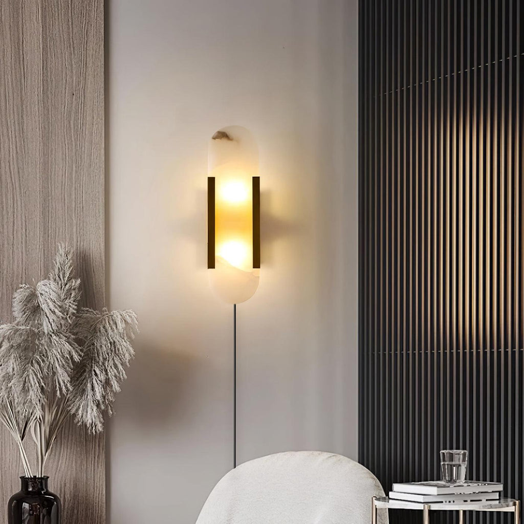 Oblong Alabaster Plug-in Wall Sconce product view