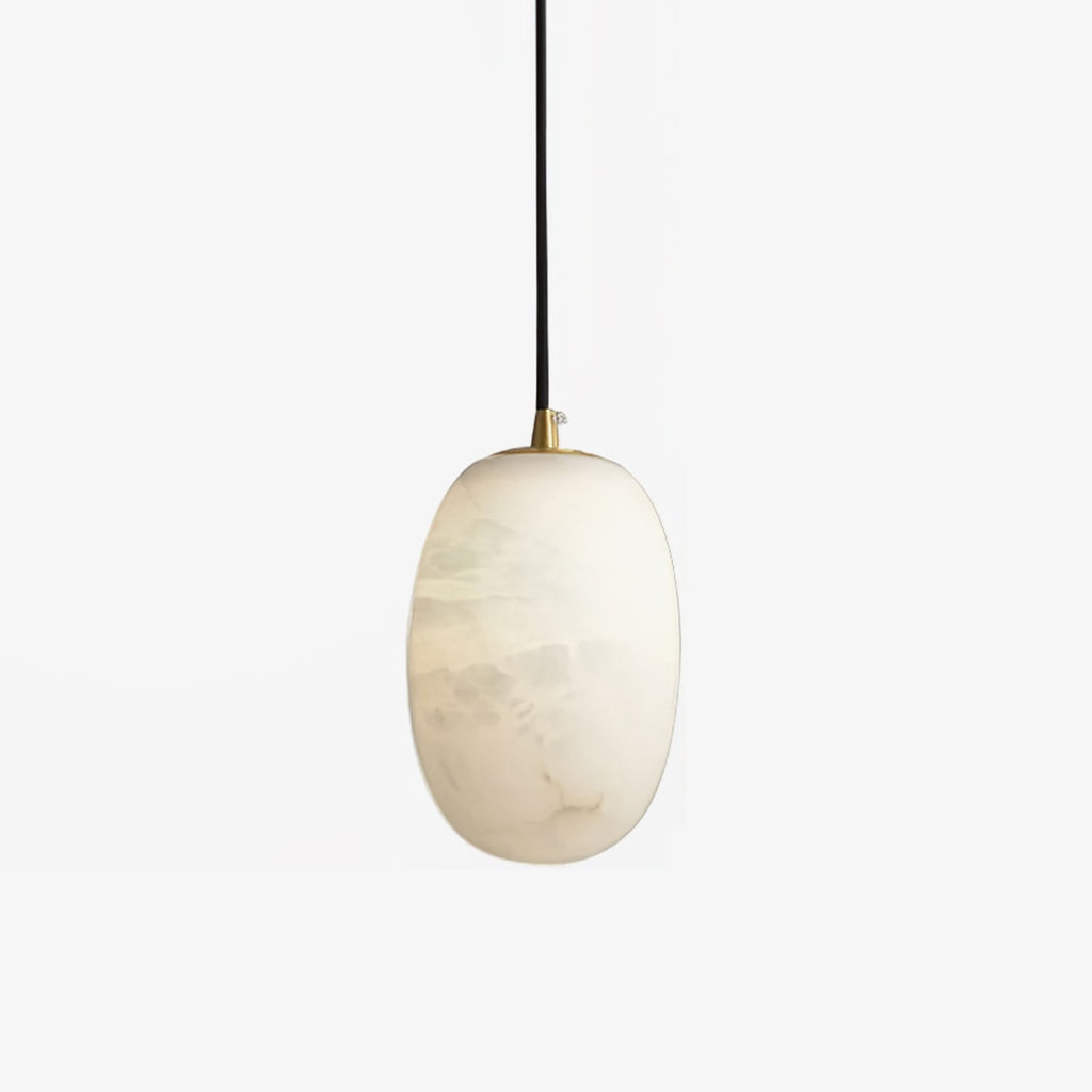 Pebble Alabaster Pendant Lamp ? 3.9″ x H 5.9″ / Dia 10cm x H 15cm / Brass & White Pendant light
