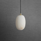 Pebble Alabaster Pendant Lamp ? 3.9″ x H 5.9″ / Dia 10cm x H 15cm / Brass & White Pendant light