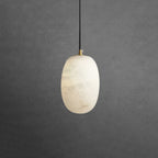 Pebble Alabaster Pendant Lamp ? 3.9″ x H 5.9″ / Dia 10cm x H 15cm / Brass & White Pendant light