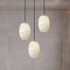 Pebble Alabaster Pendant Lamp ? 3.9″ x H 5.9″ / Dia 10cm x H 15cm / Brass & White Pendant light