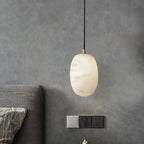 Pebble Alabaster Pendant Lamp ? 3.9″ x H 5.9″ / Dia 10cm x H 15cm / Brass & White Pendant light