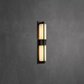 Rectangular Alabaster Brass Wall Sconce ∅ 4.7″ x H 23.6″ / Dia 12cm x H 60cm / Black & Warm Light / Single Wall lamp