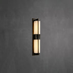 Rectangular Alabaster Brass Wall Sconce ∅ 4.7″ x H 23.6″ / Dia 12cm x H 60cm / Black & Warm Light / Single Wall lamp