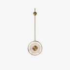 Round Alabaster Wall Lamp ∅ 9.8″ x H 51.1″ / Dia 25cm x H 130cm / Brass & White / Warm Light Wall lamp