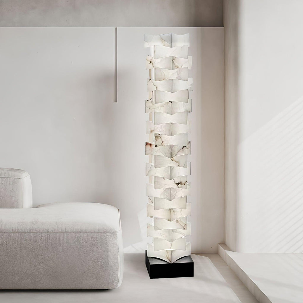 Stacked Alabaster Squares Floor Lamp product view