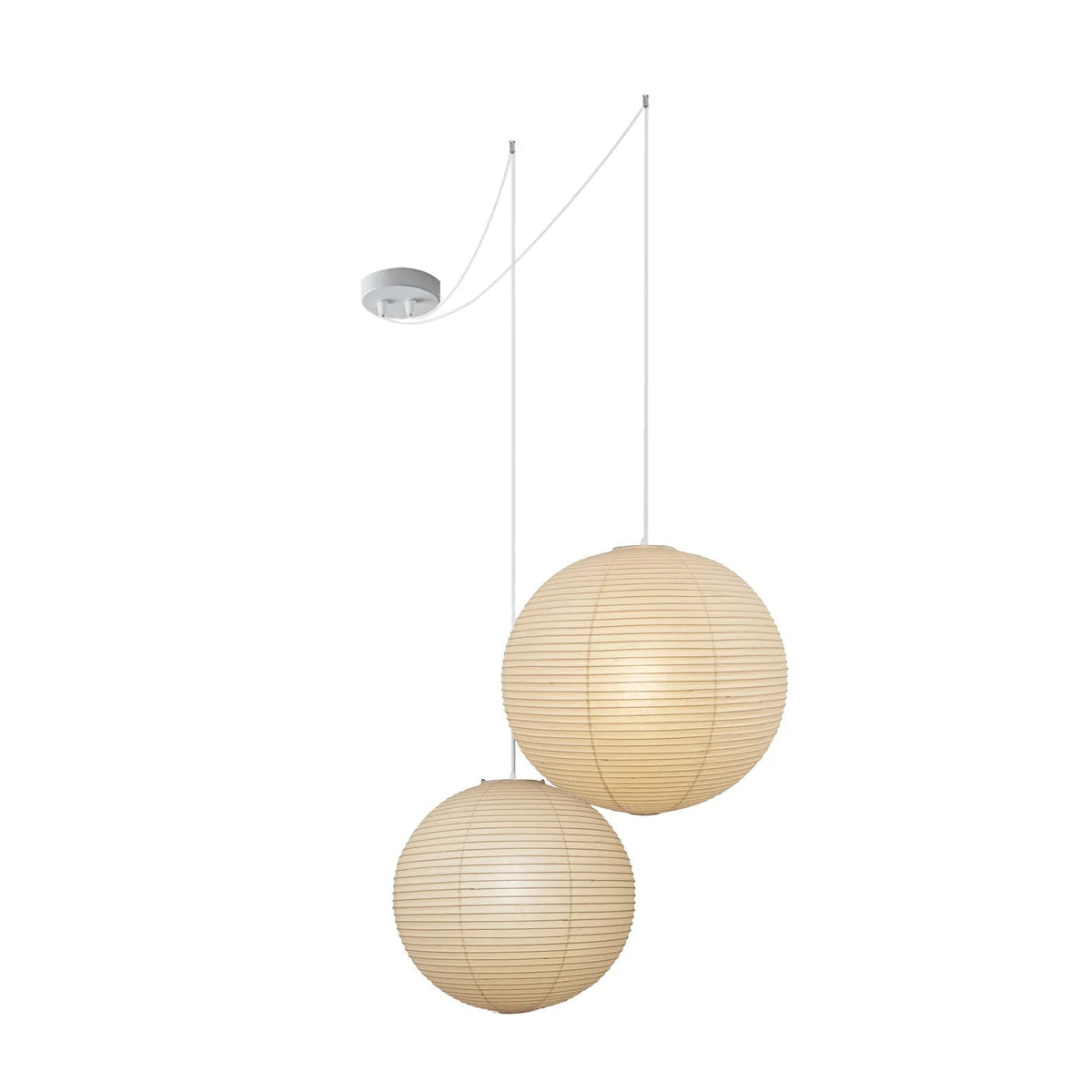Washi Paper A Pendant Lamp ? 15.7″ + ? 23.6″ / Dia 40cm + 60cm / White Lampshade & White Cable 1001 Pendant light