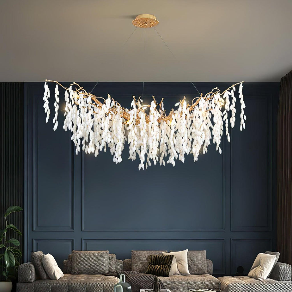 White Jade Branch Brass Chandelier product view