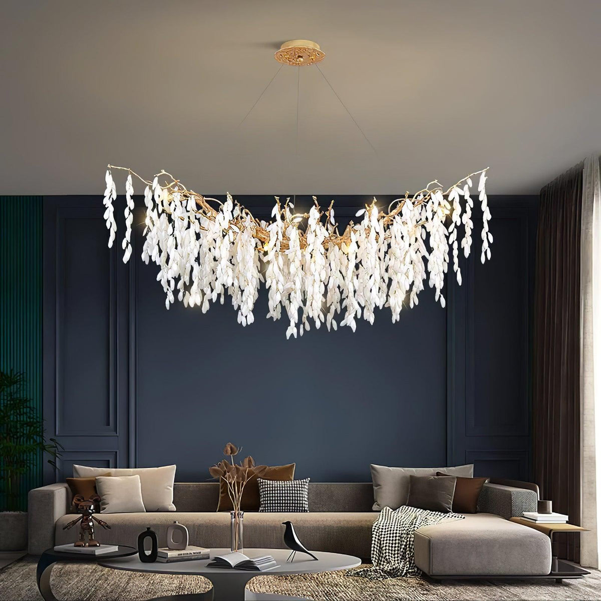 White Jade Branch Brass Chandelier product view