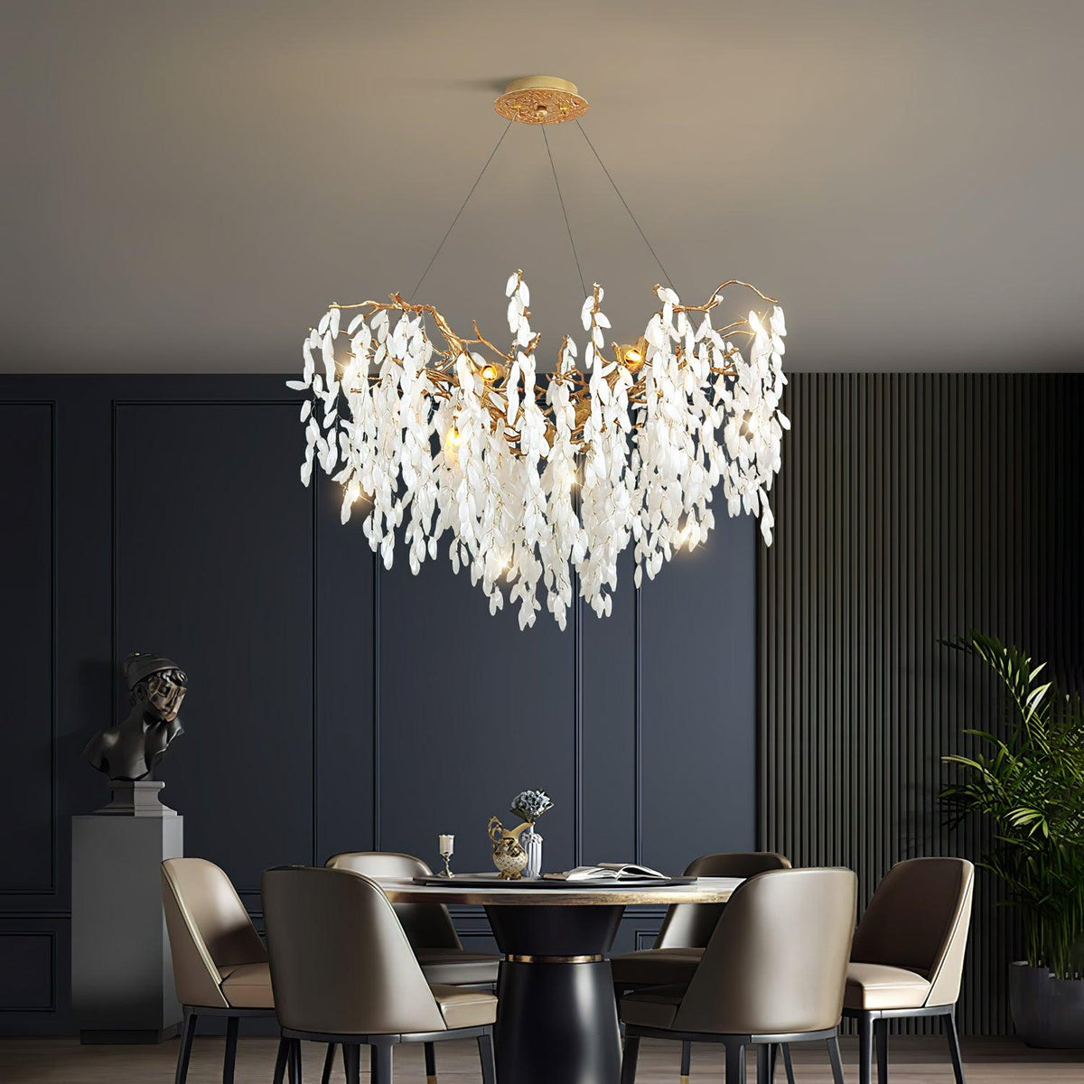 White Jade Branch Brass Chandelier product view