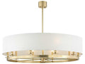 Hudson Valley Durham 10-Light Aged Brass Candelabra Drum Chandelier with Off White Shade product view