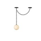 Industrial Alabaster Orb Chain Chandelier